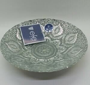 EFE Glass Turkish Handmade Decorative 100% Genuine Silver Bowl 8.50”w X 1.75”h